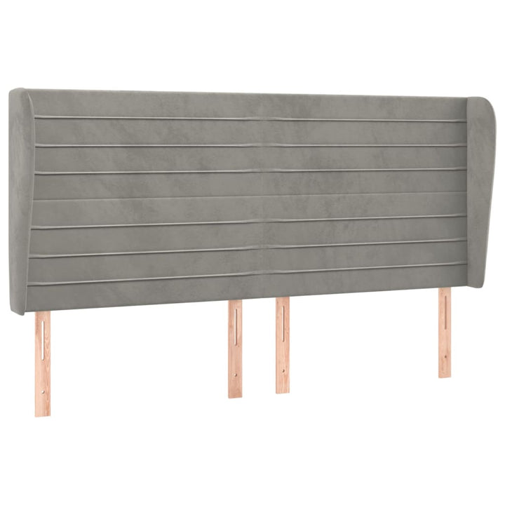 sengegavl med kanter 163x23x118/128 cm fløjl lysegrå