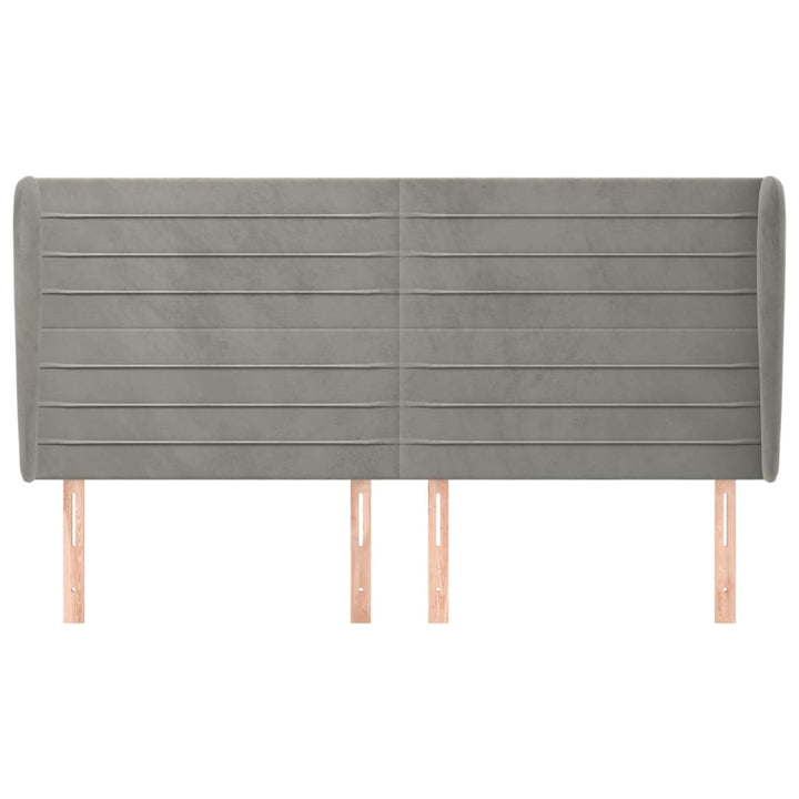 sengegavl med kanter 163x23x118/128 cm fløjl lysegrå