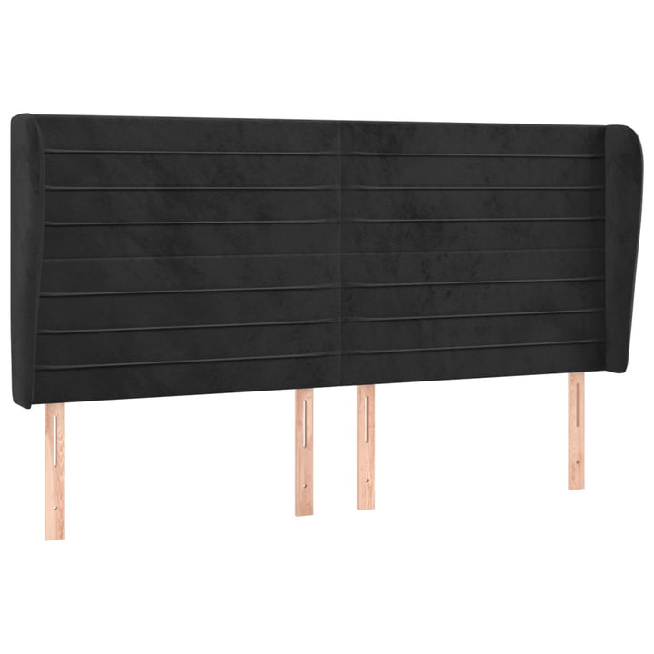 sengegavl med kanter 163x23x118/128 cm fløjl sort