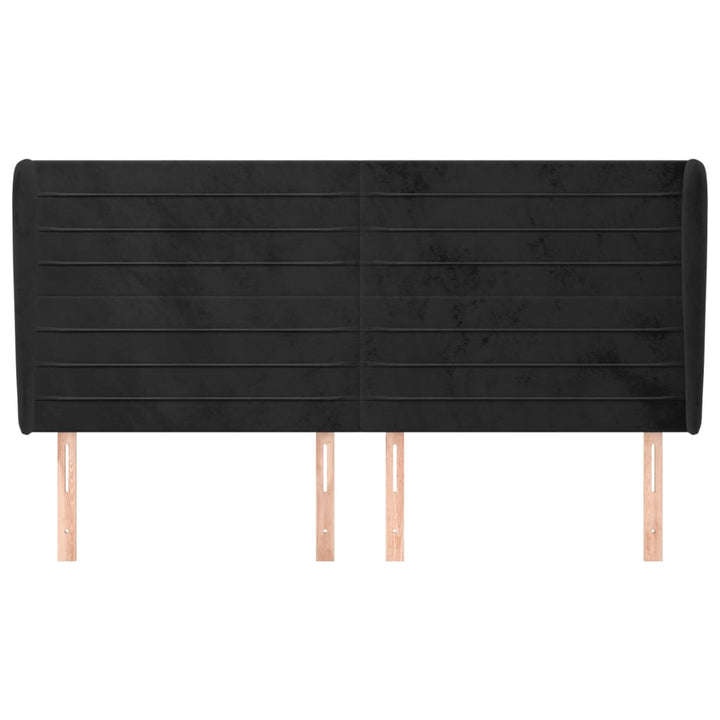 sengegavl med kanter 163x23x118/128 cm fløjl sort
