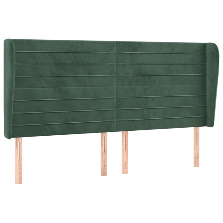 sengegavl med kanter 163x23x118/128 cm fløjl mørkegrøn