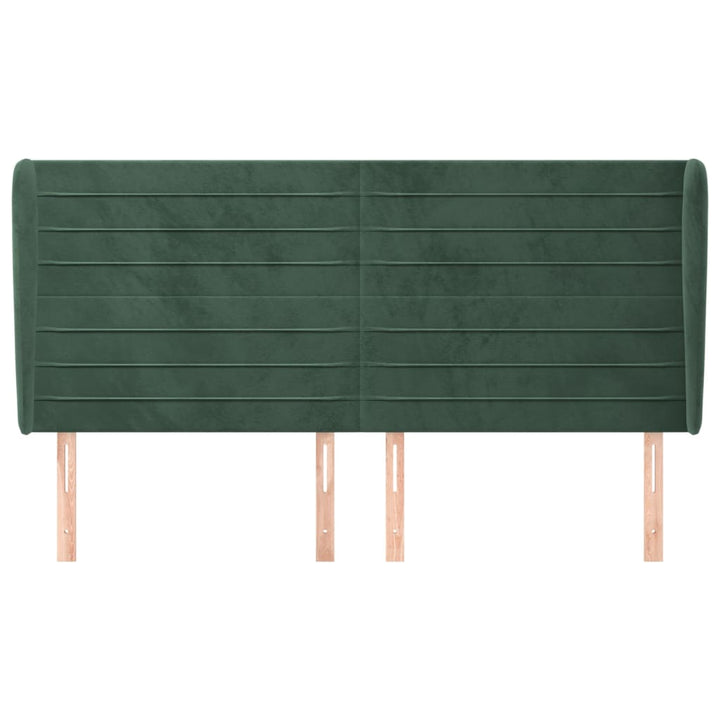 sengegavl med kanter 163x23x118/128 cm fløjl mørkegrøn