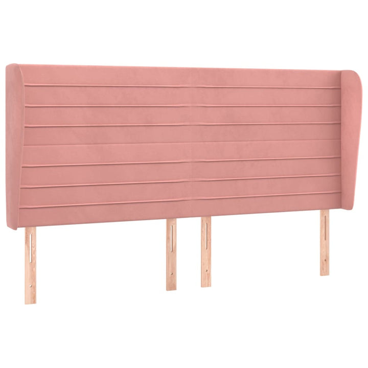 sengegavl med kanter 163x23x118/128 cm fløjl lyserød