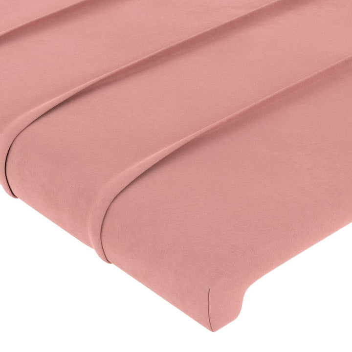 sengegavl med kanter 163x23x118/128 cm fløjl lyserød