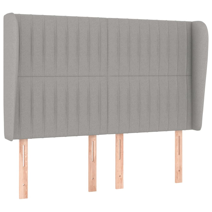 sengegavl med kanter 147x23x118/128 cm stof lysegrå