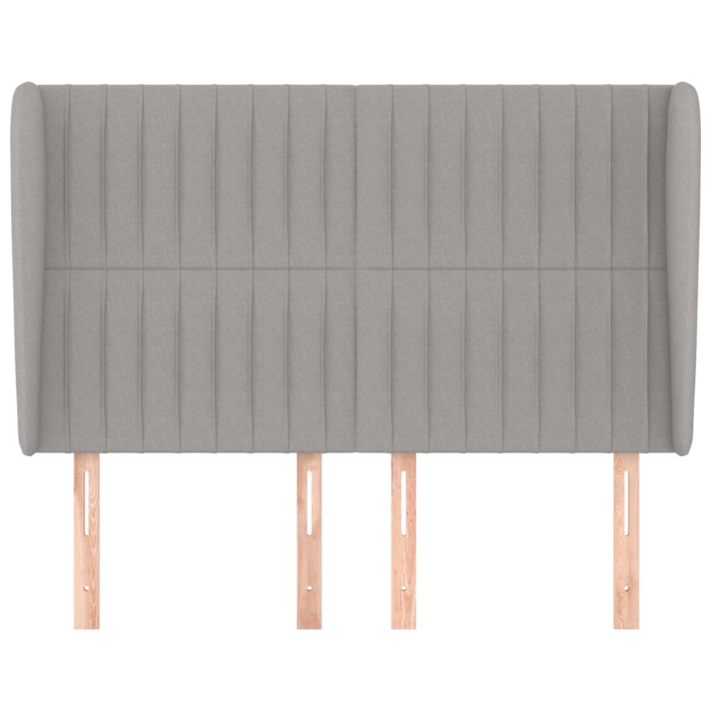 sengegavl med kanter 147x23x118/128 cm stof lysegrå