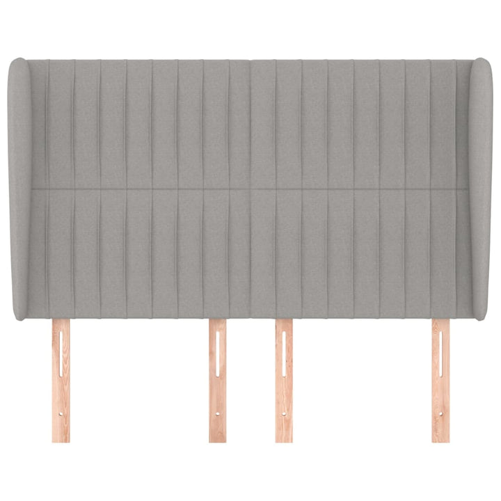 sengegavl med kanter 147x23x118/128 cm stof lysegrå