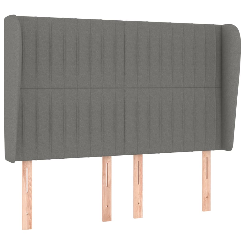 sengegavl med kanter 147x23x118/128 cm stof mørkegrå