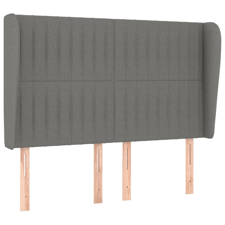 sengegavl med kanter 147x23x118/128 cm stof mørkegrå