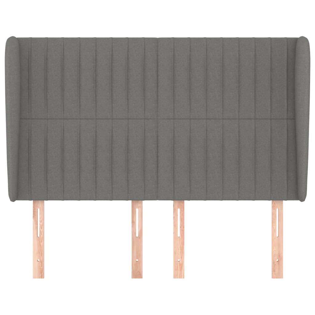 sengegavl med kanter 147x23x118/128 cm stof mørkegrå