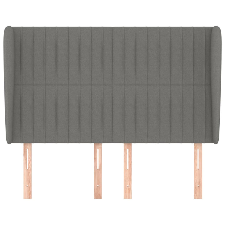 sengegavl med kanter 147x23x118/128 cm stof mørkegrå