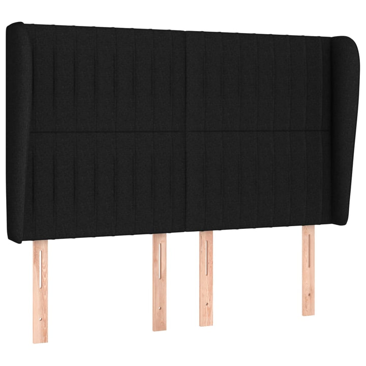 sengegavl med kanter 147x23x118/128 cm stof sort