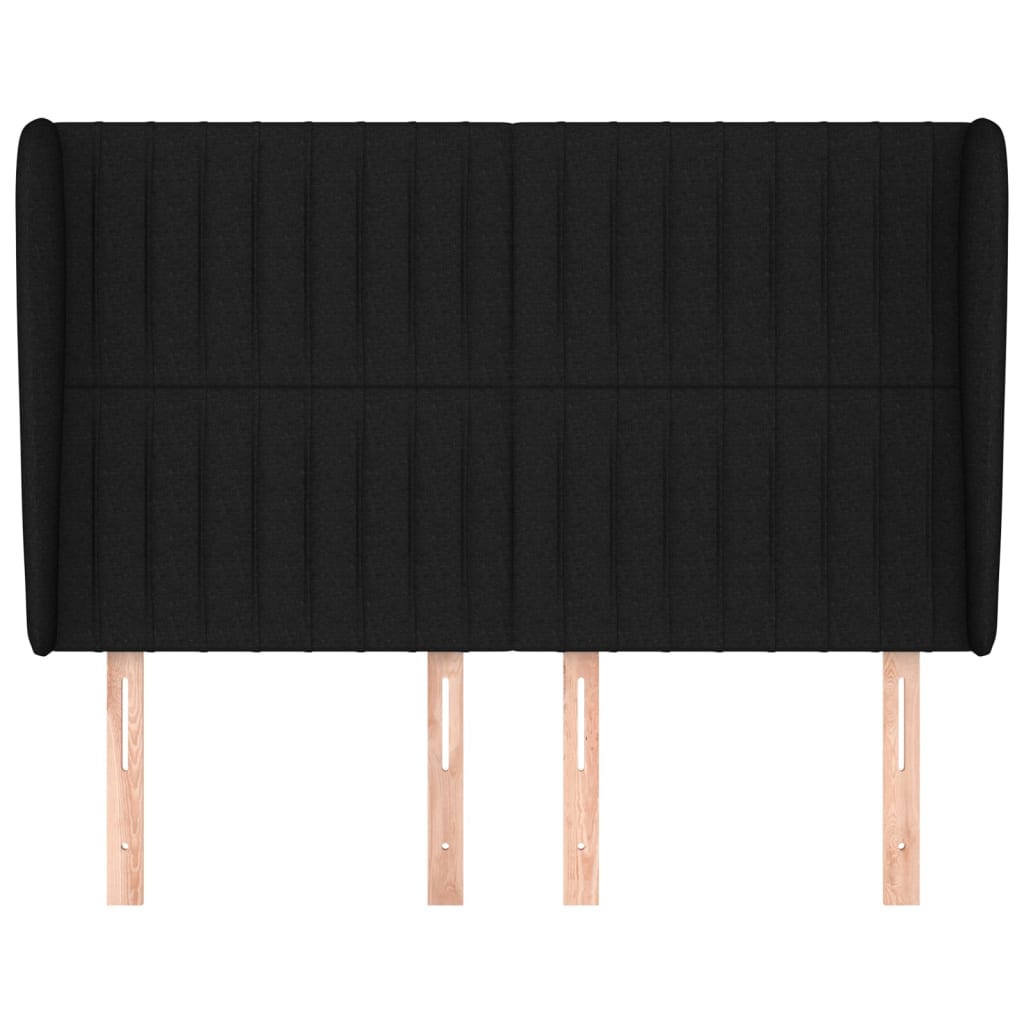 sengegavl med kanter 147x23x118/128 cm stof sort