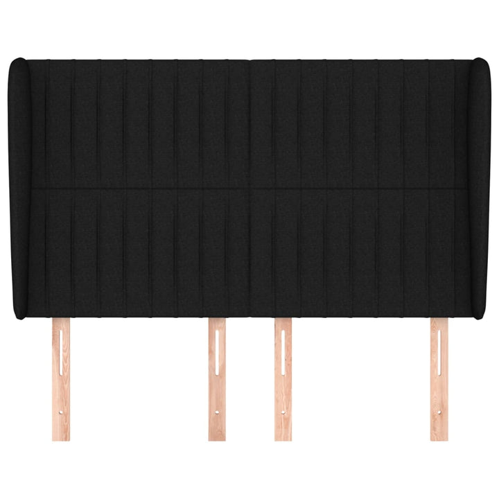 sengegavl med kanter 147x23x118/128 cm stof sort