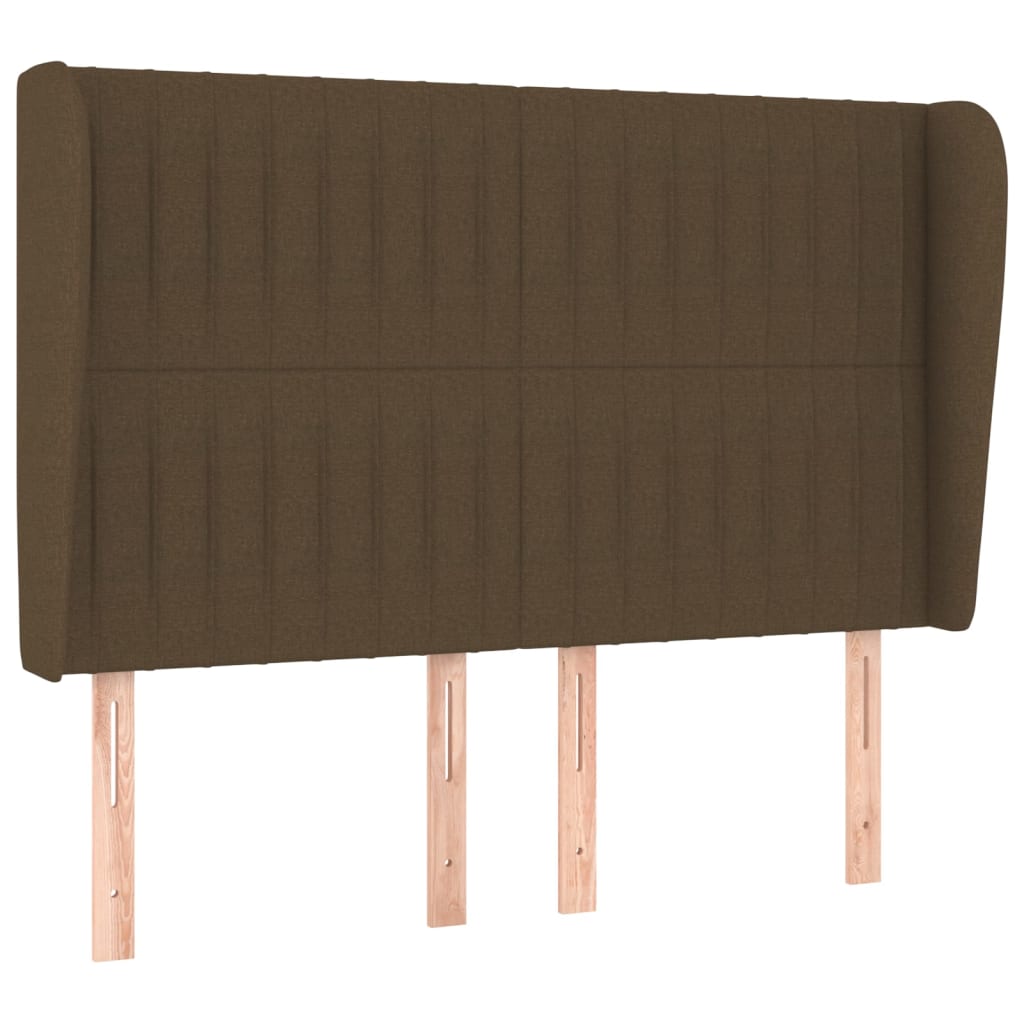 sengegavl med kanter 147x23x118/128 cm stof mørkebrun