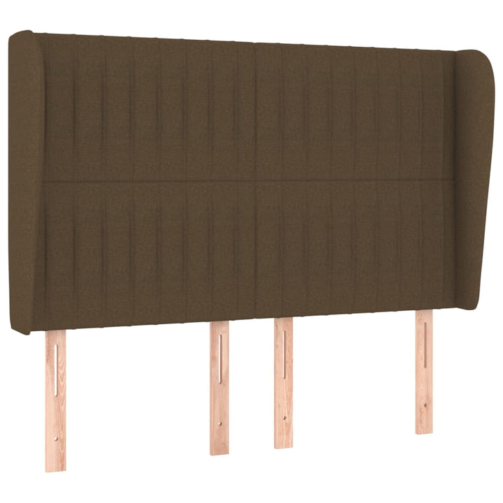 sengegavl med kanter 147x23x118/128 cm stof mørkebrun