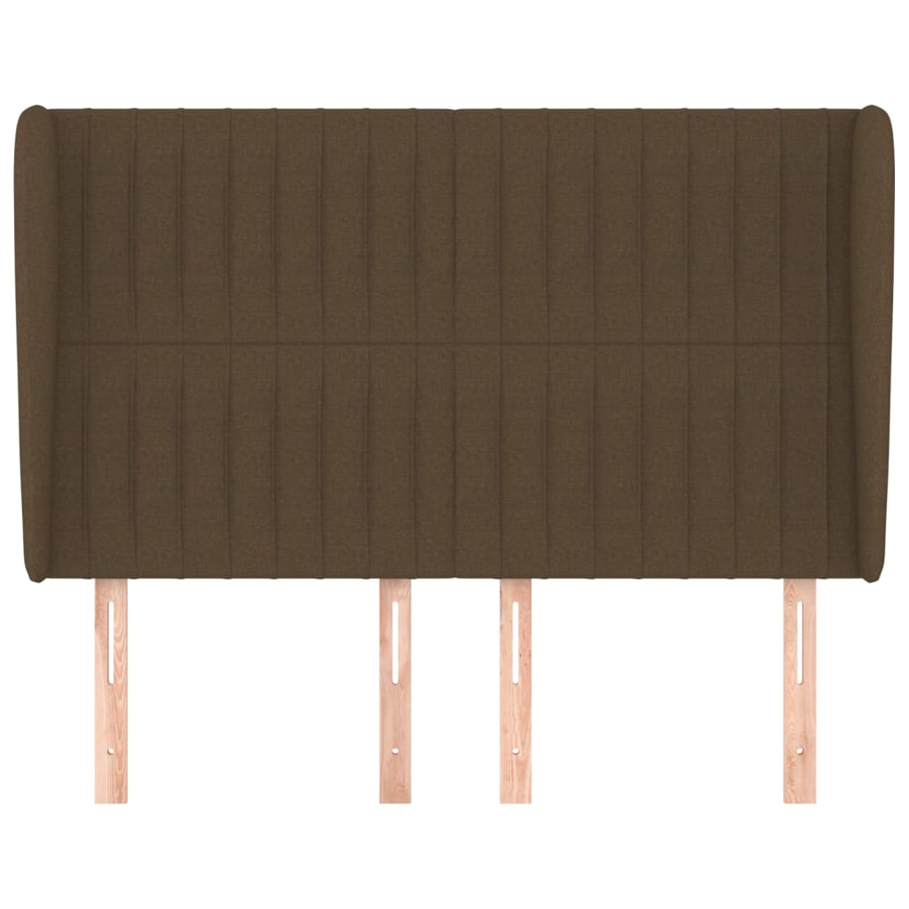 sengegavl med kanter 147x23x118/128 cm stof mørkebrun