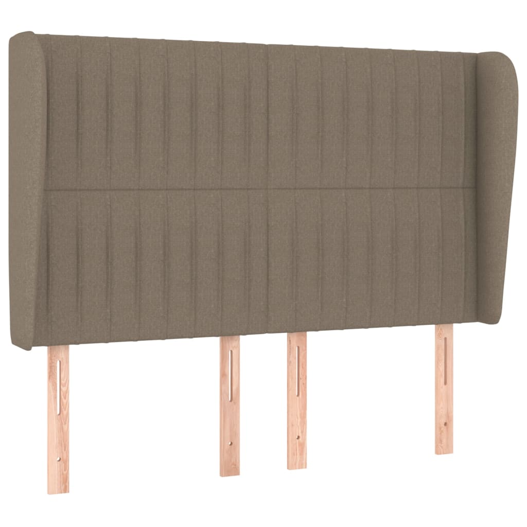 sengegavl med kanter 147x23x118/128 cm stof gråbrun