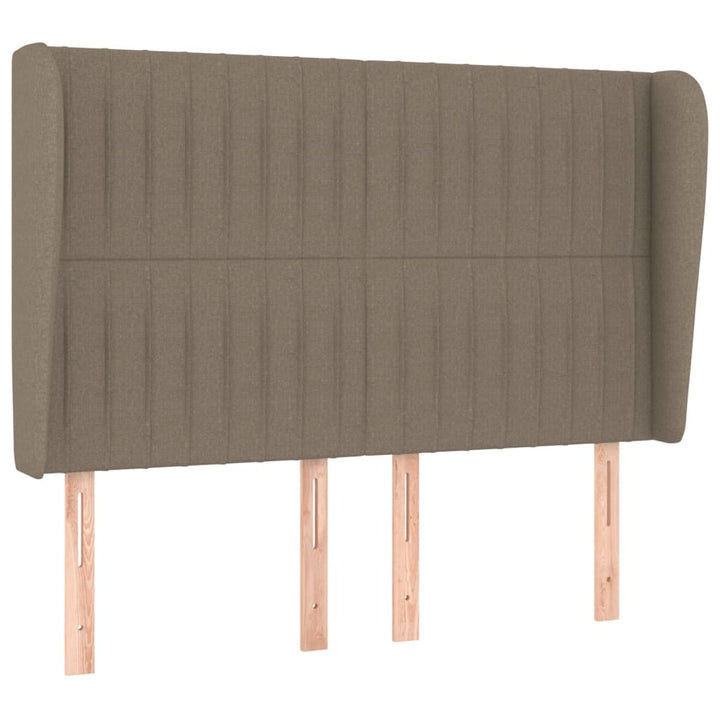 sengegavl med kanter 147x23x118/128 cm stof gråbrun
