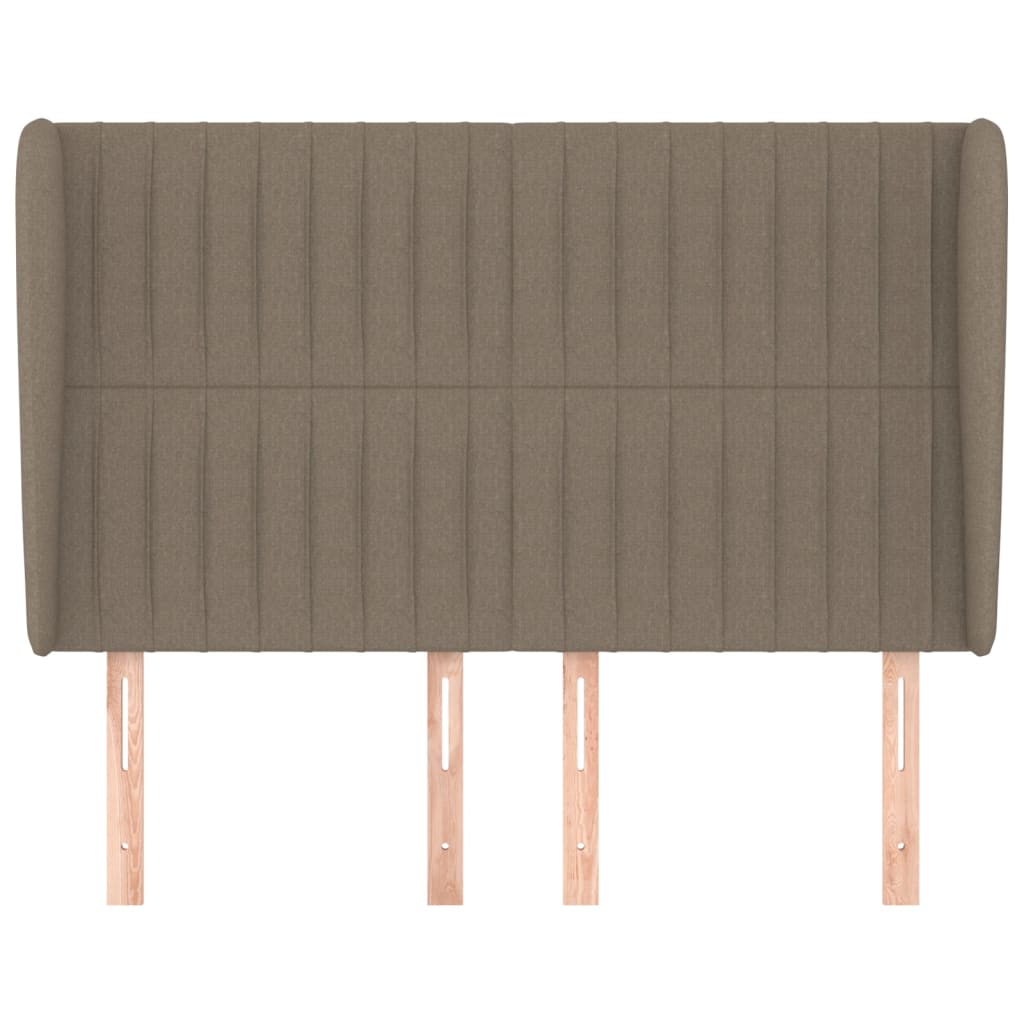 sengegavl med kanter 147x23x118/128 cm stof gråbrun
