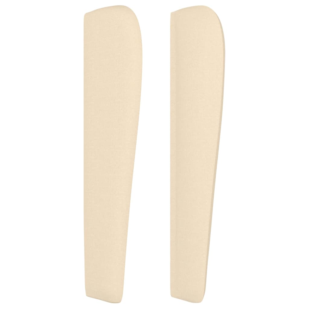 sengegavl med kanter 147x23x118/128 cm stof cremefarvet