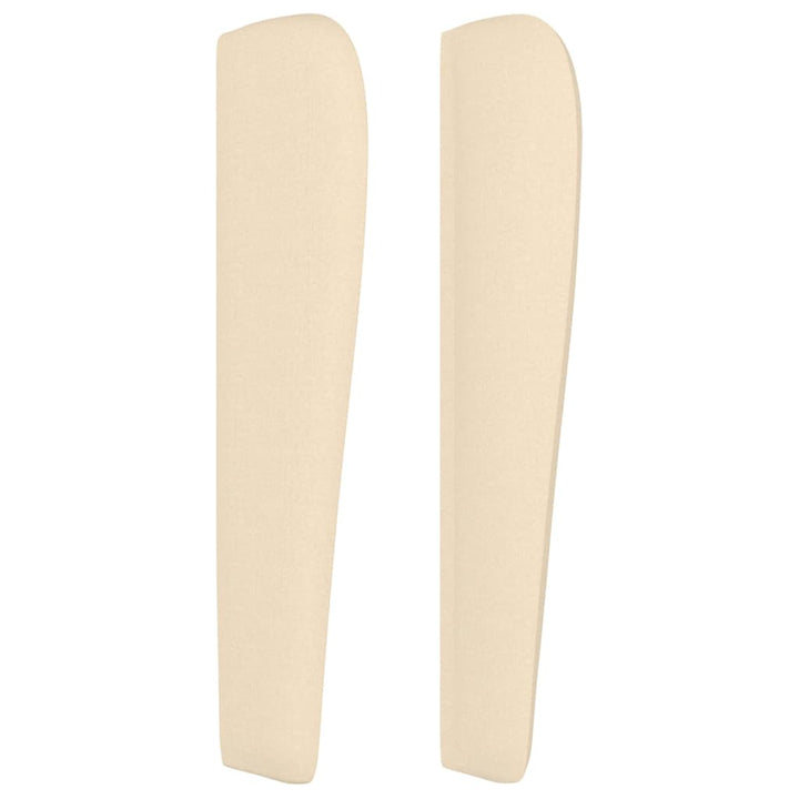 sengegavl med kanter 147x23x118/128 cm stof cremefarvet