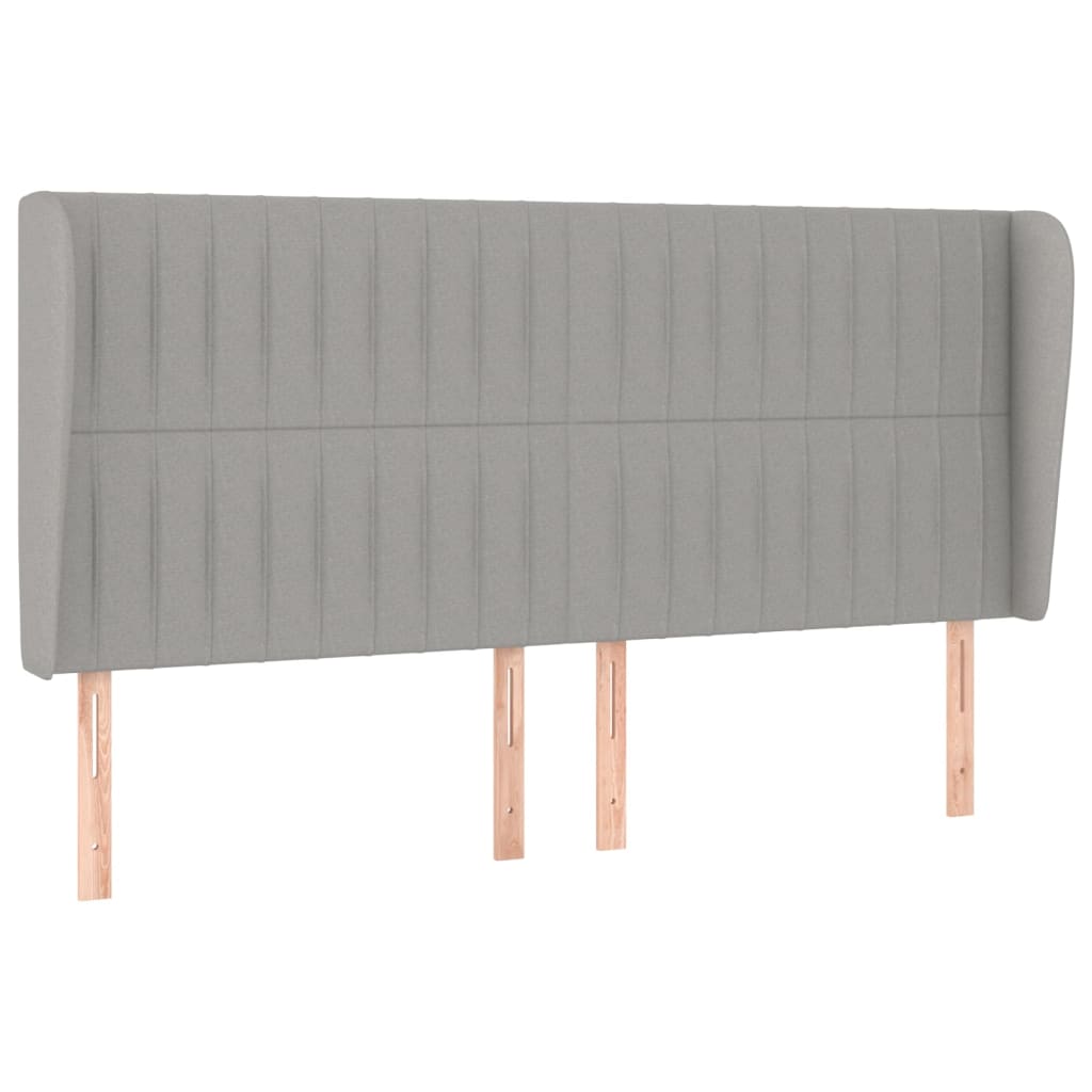 sengegavl med kanter 163x23x118/128 cm stof lysegrå