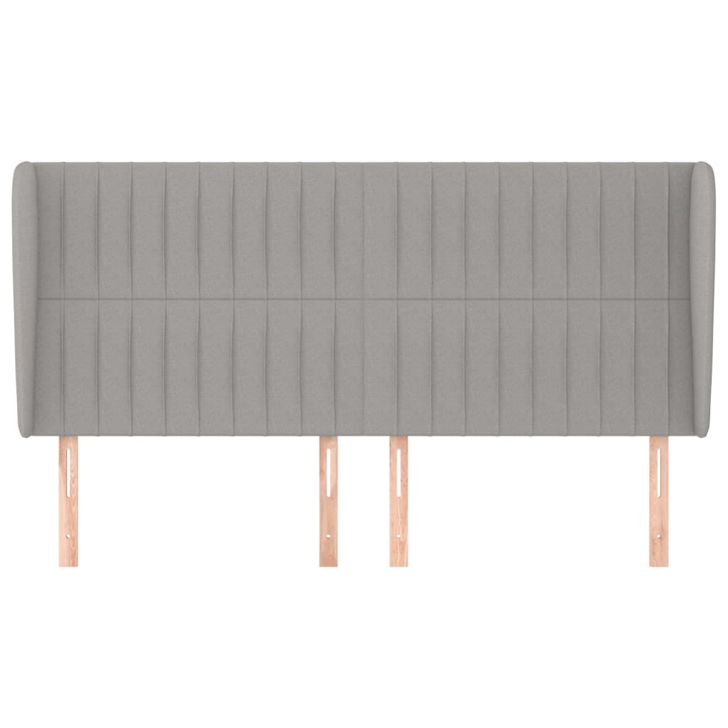 sengegavl med kanter 163x23x118/128 cm stof lysegrå