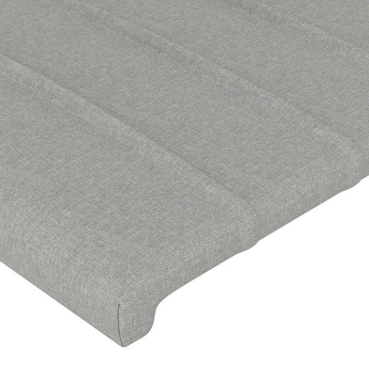 sengegavl med kanter 163x23x118/128 cm stof lysegrå