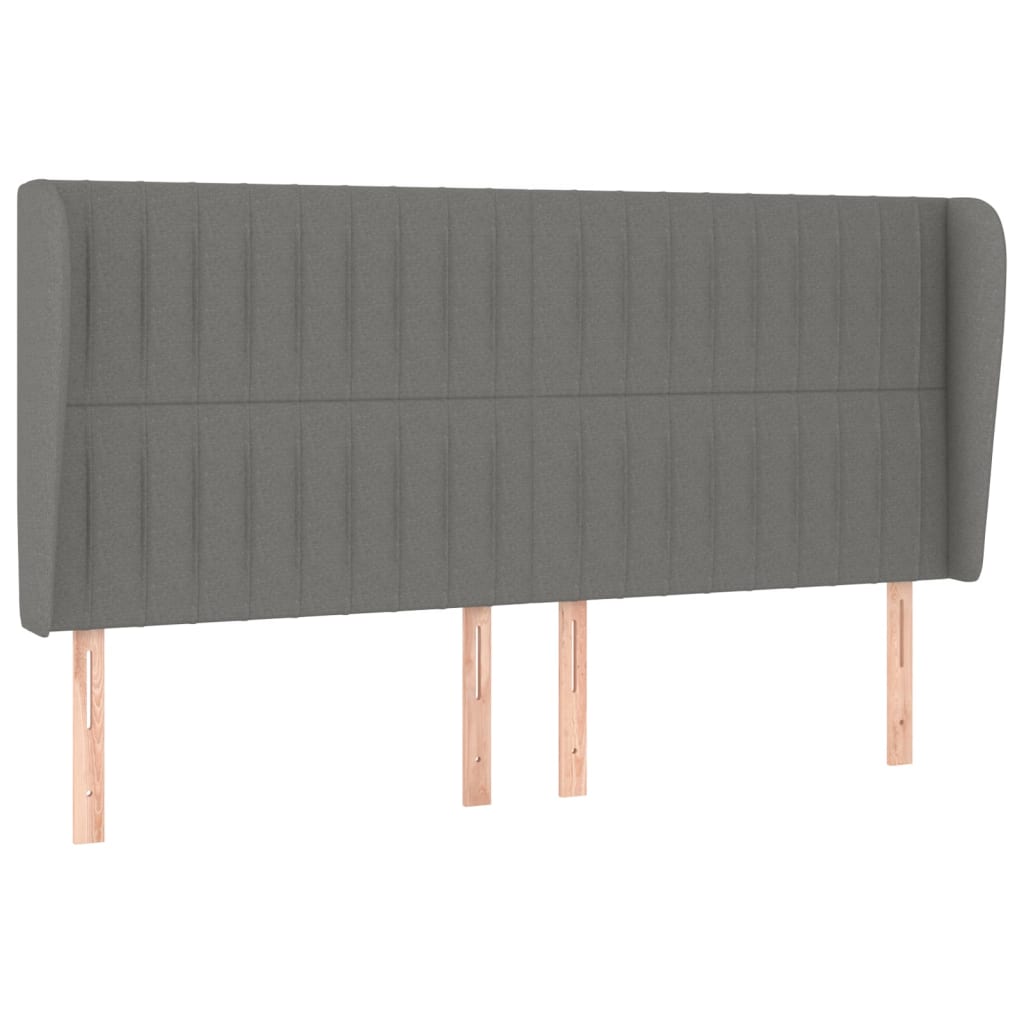 sengegavl med kanter 163x23x118/128 cm stof mørkegrå