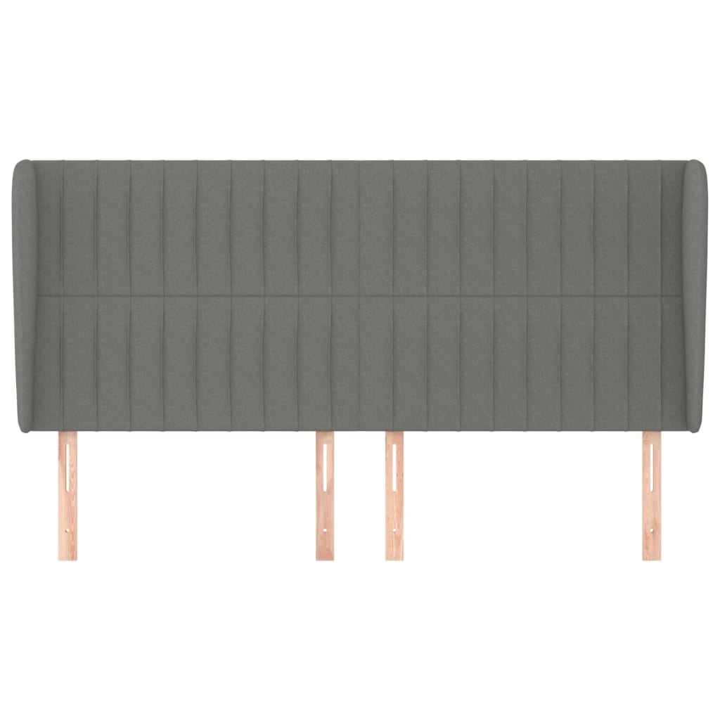sengegavl med kanter 163x23x118/128 cm stof mørkegrå