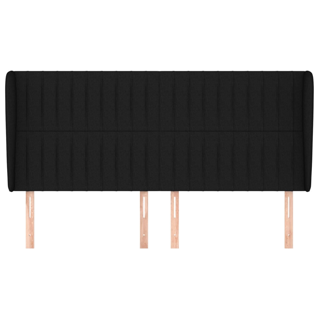 sengegavl med kanter 163x23x118/128 cm stof sort