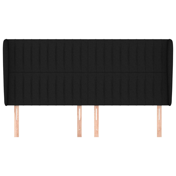 sengegavl med kanter 163x23x118/128 cm stof sort