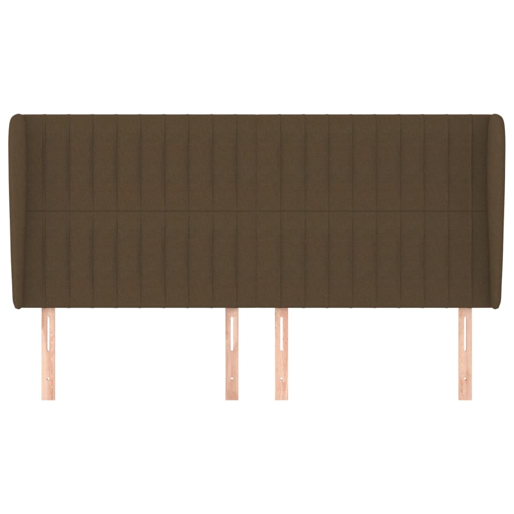 sengegavl med kanter 163x23x118/128 cm stof mørkebrun