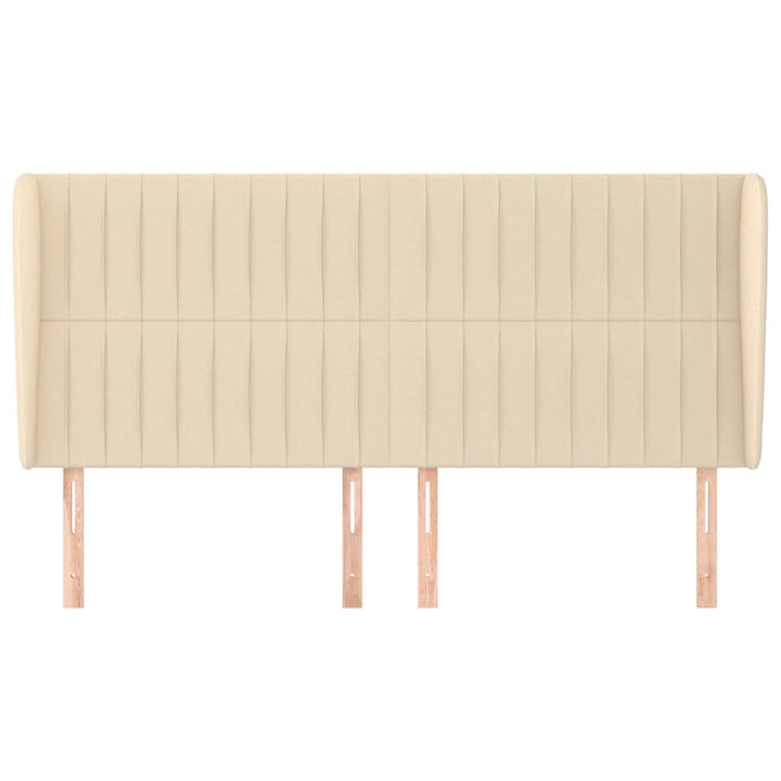 sengegavl med kanter 163x23x118/128 cm stof cremefarvet