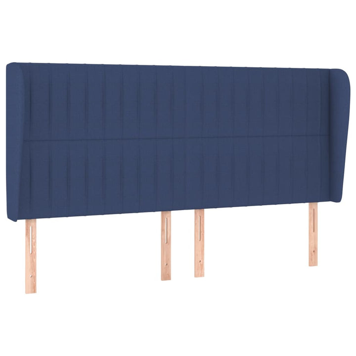 sengegavl med kanter 163x23x118/128 cm stof blå