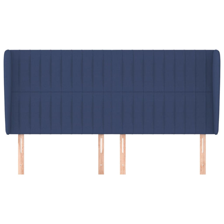 sengegavl med kanter 163x23x118/128 cm stof blå