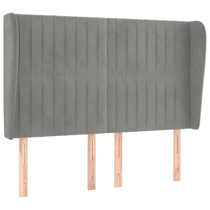 sengegavl med kanter 147x23x118/128 cm fløjl lysegrå