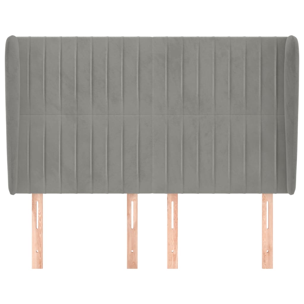 sengegavl med kanter 147x23x118/128 cm fløjl lysegrå