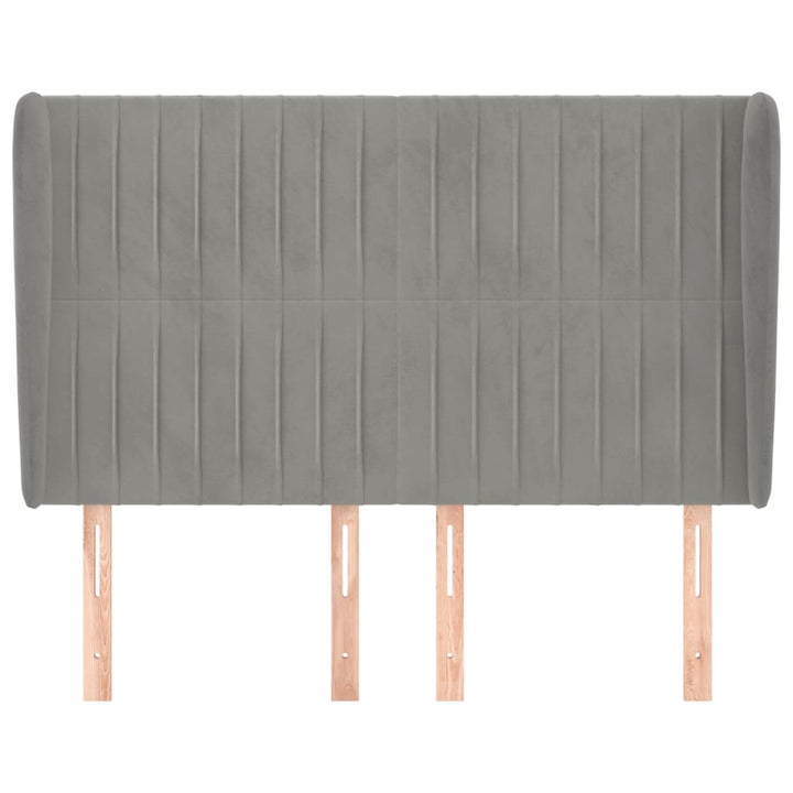sengegavl med kanter 147x23x118/128 cm fløjl lysegrå