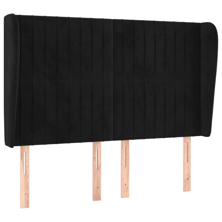 sengegavl med kanter 147x23x118/128 cm fløjl sort