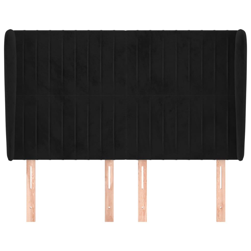 sengegavl med kanter 147x23x118/128 cm fløjl sort