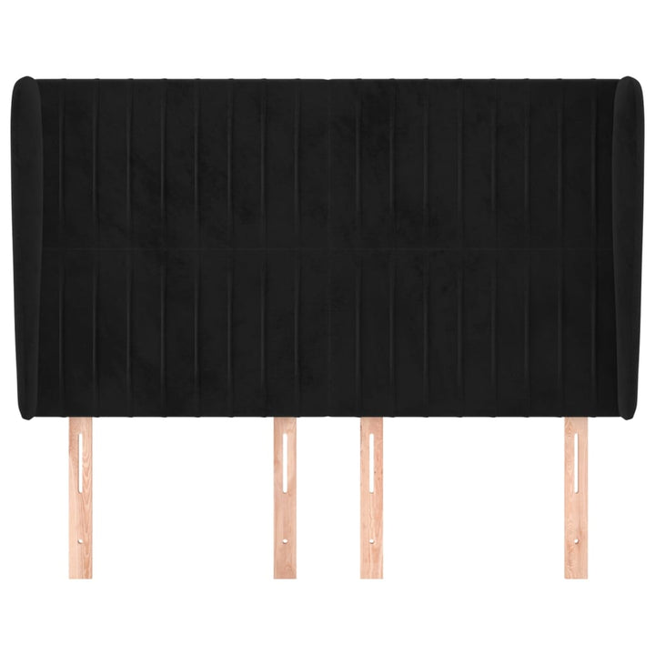 sengegavl med kanter 147x23x118/128 cm fløjl sort