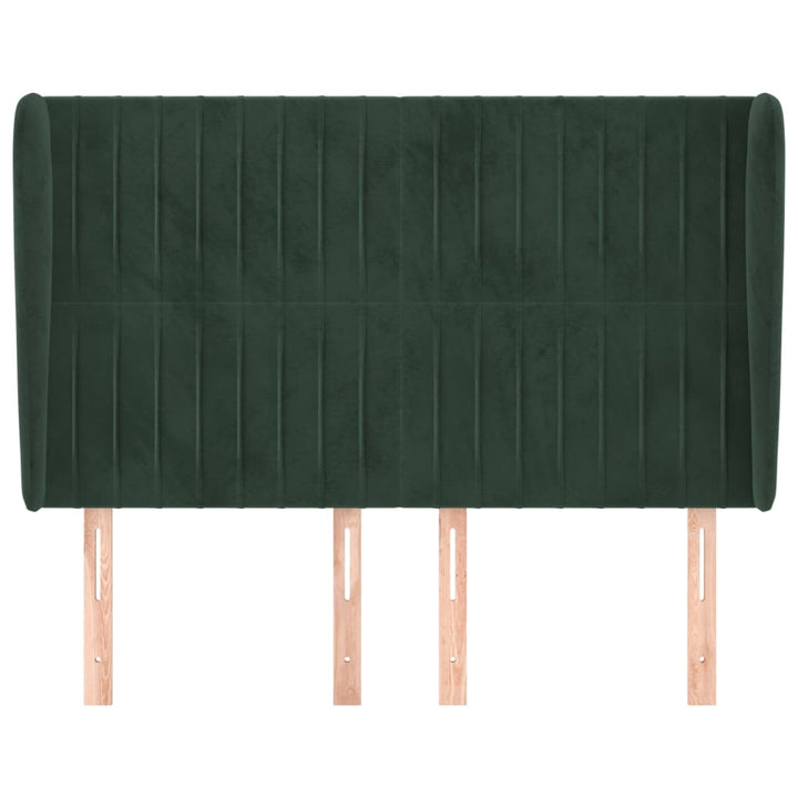sengegavl med kanter 147x23x118/128 cm fløjl mørkegrøn