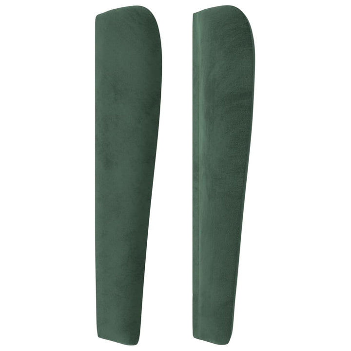 sengegavl med kanter 147x23x118/128 cm fløjl mørkegrøn