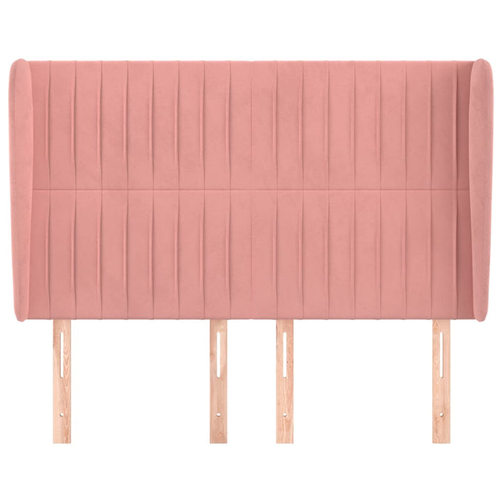 sengegavl med kanter 147x23x118/128 cm fløjl lyserød