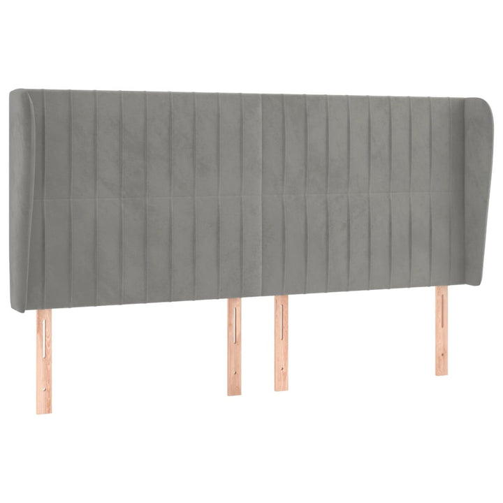 sengegavl med kanter 163x23x118/128 cm fløjl lysegrå