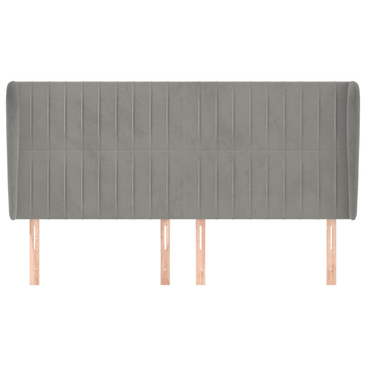 sengegavl med kanter 163x23x118/128 cm fløjl lysegrå