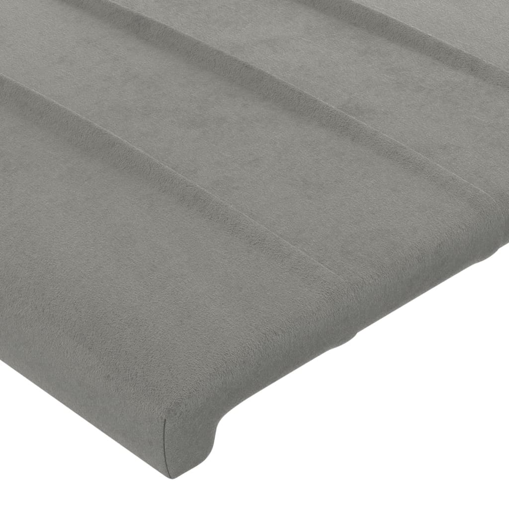 sengegavl med kanter 163x23x118/128 cm fløjl lysegrå