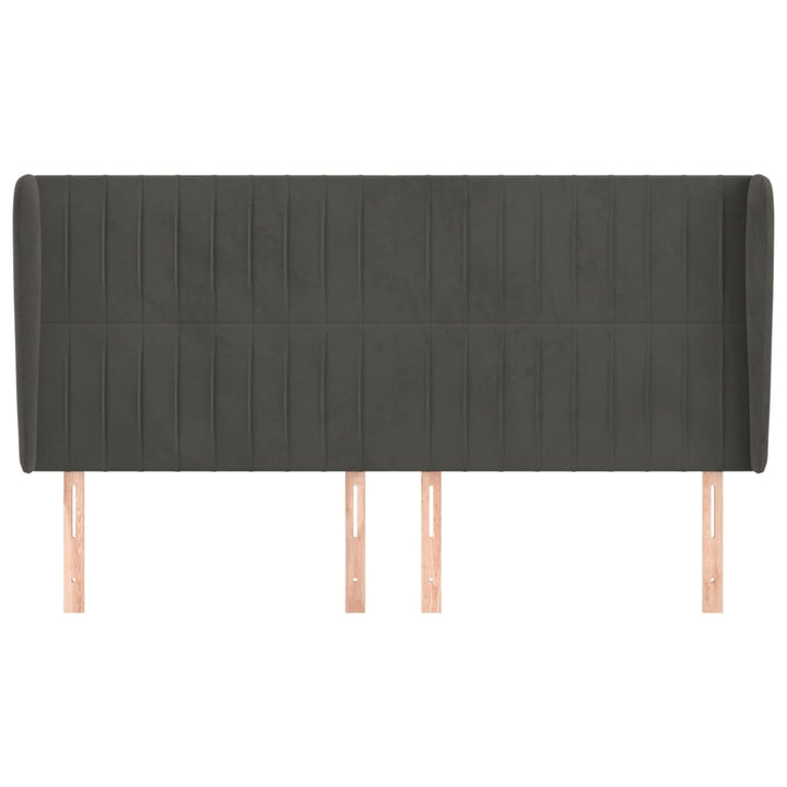 sengegavl med kanter 163x23x118/128 cm fløjl mørkegrå